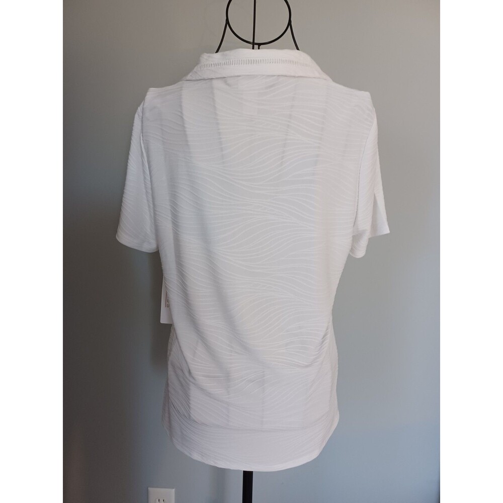 Chicos NWT Weekender Polo Womens Sz M (Chicos 1) Geometric Textured - Picture 2 of 3